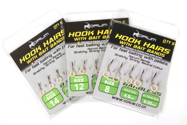 Korum Barbless Hook Hairs With Bait Bands Size 10