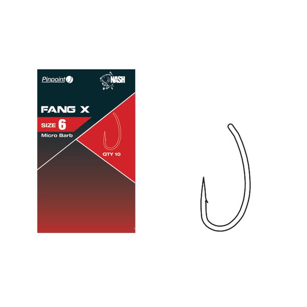 All Sizes Pack of 10 Carp Fishing New Nash Fang X Micro Barbed Hooks 